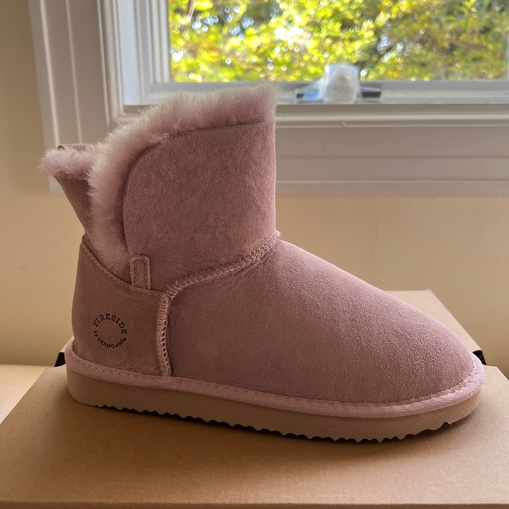Fireside By Dearfoams – Genuine Shearling Lined Boot Size 8 Dusty Pink